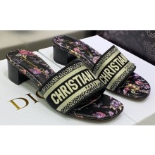 Dior Dway Heeled 4.5cm Slides in Embroidered Cotton 12 2023