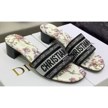 Dior Dway Heeled 4.5cm Slides in Embroidered Cotton 10 2023