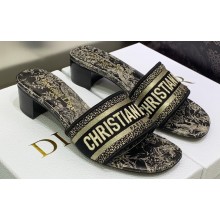 Dior Dway Heeled 4.5cm Slides in Embroidered Cotton 09 2023