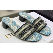 Dior Dway Heeled 4.5cm Slides in Embroidered Cotton 08 2023