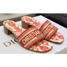 Dior Dway Heeled 4.5cm Slides in Embroidered Cotton 07 2023