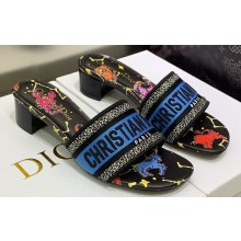 Dior Dway Heeled 4.5cm Slides in Embroidered Cotton 06 2023