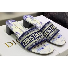 Dior Dway Heeled 4.5cm Slides in Embroidered Cotton 05 2023