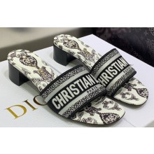 Dior Dway Heeled 4.5cm Slides in Embroidered Cotton 04 2023