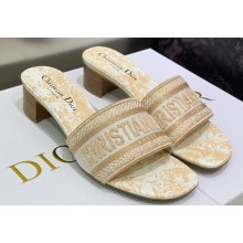 Dior Dway Heeled 4.5cm Slides in Embroidered Cotton 01 2023