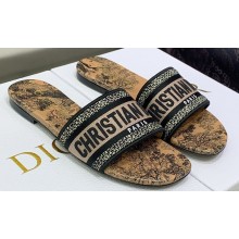 Dior Dway Flat Slides in Embroidered Cotton 14 2023