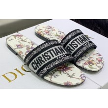 Dior Dway Flat Slides in Embroidered Cotton 13 2023