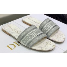Dior Dway Flat Slides in Embroidered Cotton 12 2023