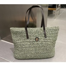 Cheap Sale Louis Vuitton Raffia and Leather Tote Bag Green 2023