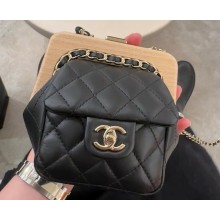 Chanel Lambskin Wood Small Clutch with Chain Bag AS3053 Black 2023