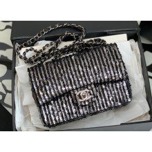 Chanel Sequins Small Flap Bag AS3820 Black 2023