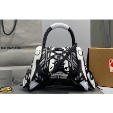 Balenciaga SneakerHead Medium Handbag in black and white mixed fabric and fake leather