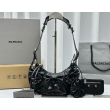 Balenciaga Le Cagole XS Shoulder Bag in Arena lambskin Black with Bow