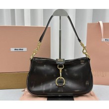 Miu Miu Leather shoulder bag with snap hook 5BC123 Coffee