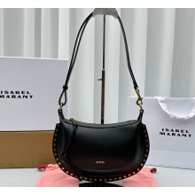 Isabel Marant Oskan Moon Grained Leather Shouder Bag Black