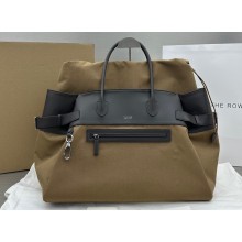 The Row Margaux 17 Inside-Out Bag in Canvas and Leather 1835 Brown