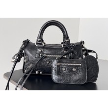 Balenciaga Le Cagole Mini Duffle Bag in Arena lambskin Black