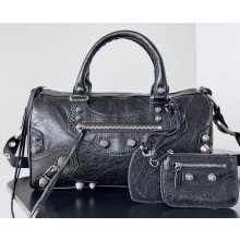 Balenciaga Le Cagole Medium Duffle Bag in Arena lambskin Black