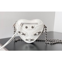Balenciaga Le Cagole Heart Mini Bag in Arena lambskin White