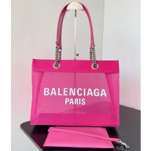 Balenciaga Duty Free Medium Tote Bag in mesh bright pink