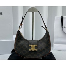 Celine Ava Triomphe Soft Bag in Triomphe Canvas and calfskin Tan