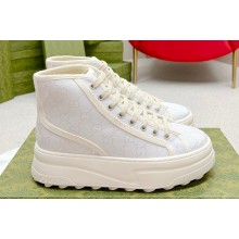 Gucci Heel 5.3cm GG canvas high top Women/Men Sneakers 03 2023