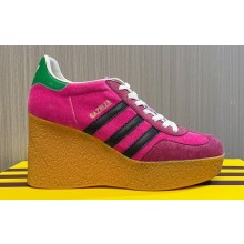 Gucci x Adidas Heel 9cm Platform 4cm Wedge Gazelle sneakers Fuchsia 2023
