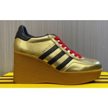 Gucci x Adidas Heel 9cm Platform 4cm Wedge Gazelle sneakers Gold 2023