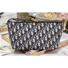 Dior Medium DiorTravel Nomad Pouch bag in Blue Dior Oblique Jacquard