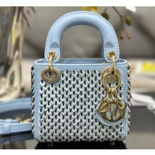 Lady Dior Micro Bag Blue In Embroidered With Sequins and Beads
