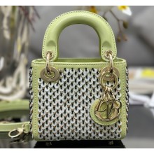 Lady Dior Micro Bag Green In Embroidered With Sequins and Beads