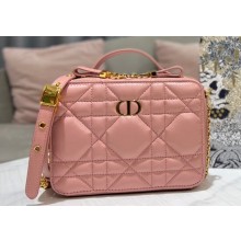 Dior Caro Box Bag in Quilted Macrocannage Calfskin Pink