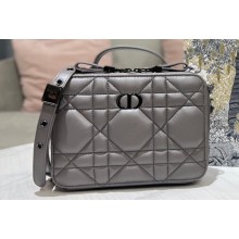 Dior Caro Box Bag in Quilted Macrocannage Calfskin Gray