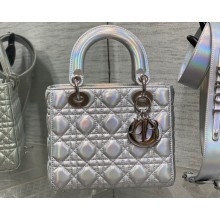Lady Dior Small Bag in Iridescent and Cannage Lambskin Silver