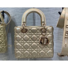 Lady Dior Small Bag in Iridescent and Cannage Lambskin Gold