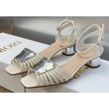 Dior Heel 3.5cm La Parisienne Sandals in Patent Calfskin White 2023