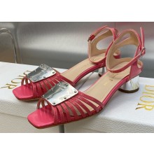 Dior Heel 3.5cm La Parisienne Sandals in Patent Calfskin Fuchsia 2023