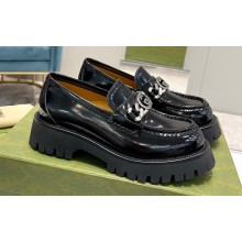 Gucci lug sole loafers with Interlocking G detail and chain 752650 Leather Black 2023