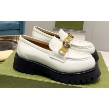 Gucci lug sole loafers with Interlocking G detail and chain 752650 Leather White 2023