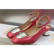 Dior Heel 3.5cm La Parisienne Slingback Pumps in Patent Calfskin Fuchsia 2023