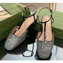 Gucci Double G ballet flats 754138 glitter leather Black 2023