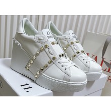 Valentino Heel 9cm platform 3cm Open Disco wedge Sneakers in calfskin White/Denim 2023