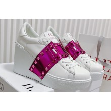 Valentino Heel 9cm platform 3cm Open Disco wedge Sneakers in calfskin White/Purple 2023