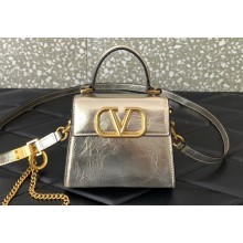 Valentino VSLING micro handbag in Calfskin Metallic Gold 2023