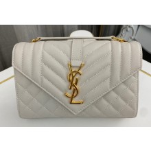Saint Laurent small envelope Bag in quilted grain de poudre embossed leather 600195 White