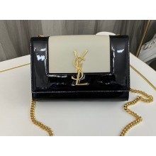Saint Laurent small kate Bag in smooth and shiny leather 742580 Black/Creamy