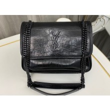 Saint Laurent niki baby Bag in crocodile-embossed leather 633151 Black