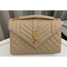 Saint Laurent medium envelope Bag in quilted grain de poudre embossed leather 600185 Beige