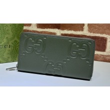 Gucci Jumbo GG zip around wallet 739484 Dark Green 2023