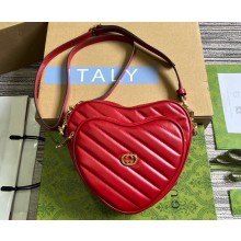 Gucci Interlocking G mini heart shoulder bag 751628 Red 2023